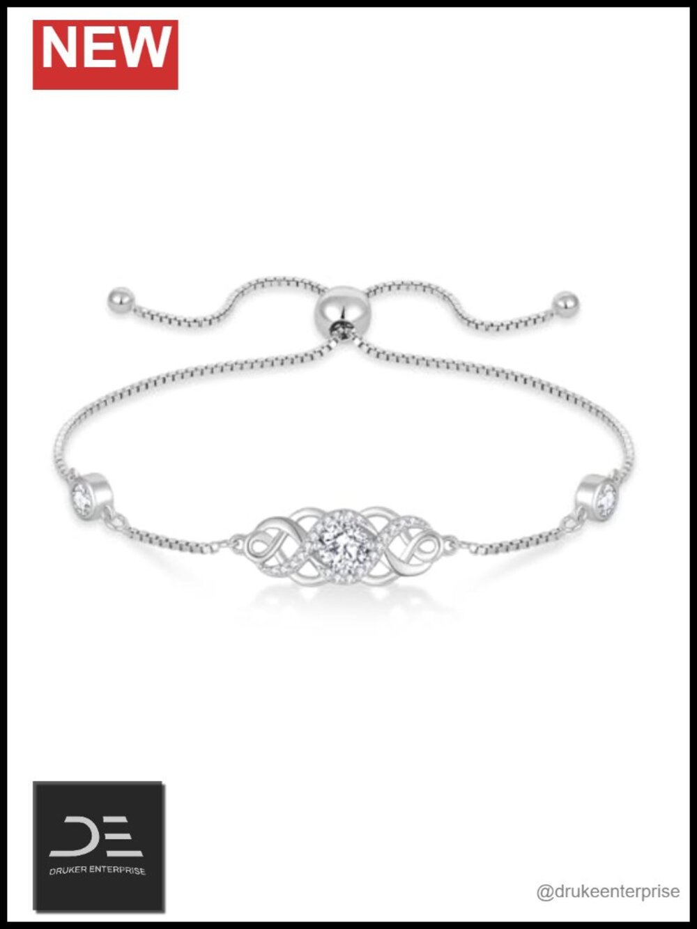 925 Sterling Silver Infinity Celtic Knot Bracelet for Women 18k White Gold
